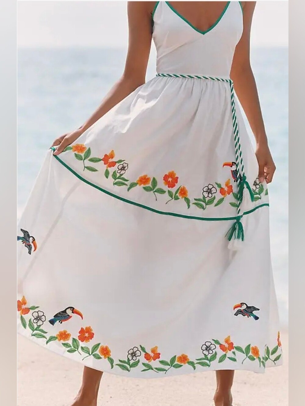 CELANDINE Embroidered Cotton Midi Dress - Picture 3 of 4